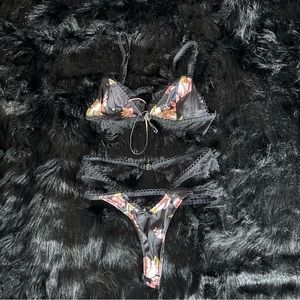 For Love and Lemons Victorias Secret Lingerie Set Floral Lace